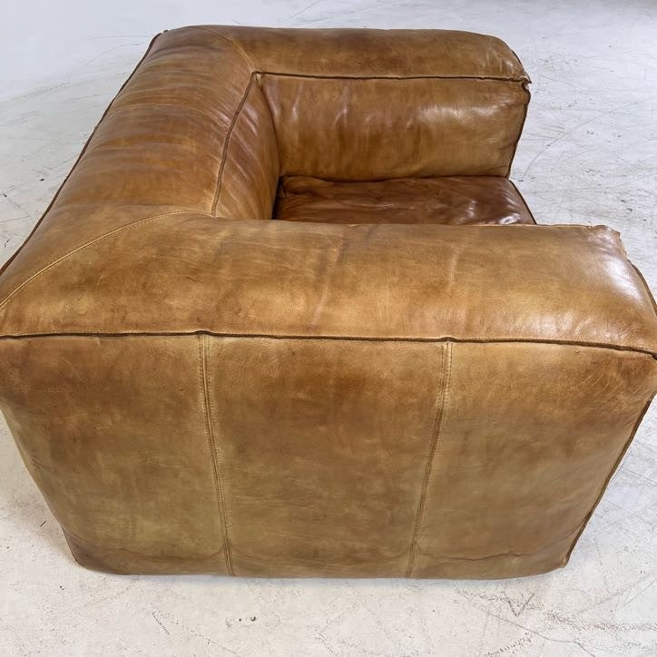 Restoration Hardware fulham aniline leather chair. Giant single seater sofa couch.