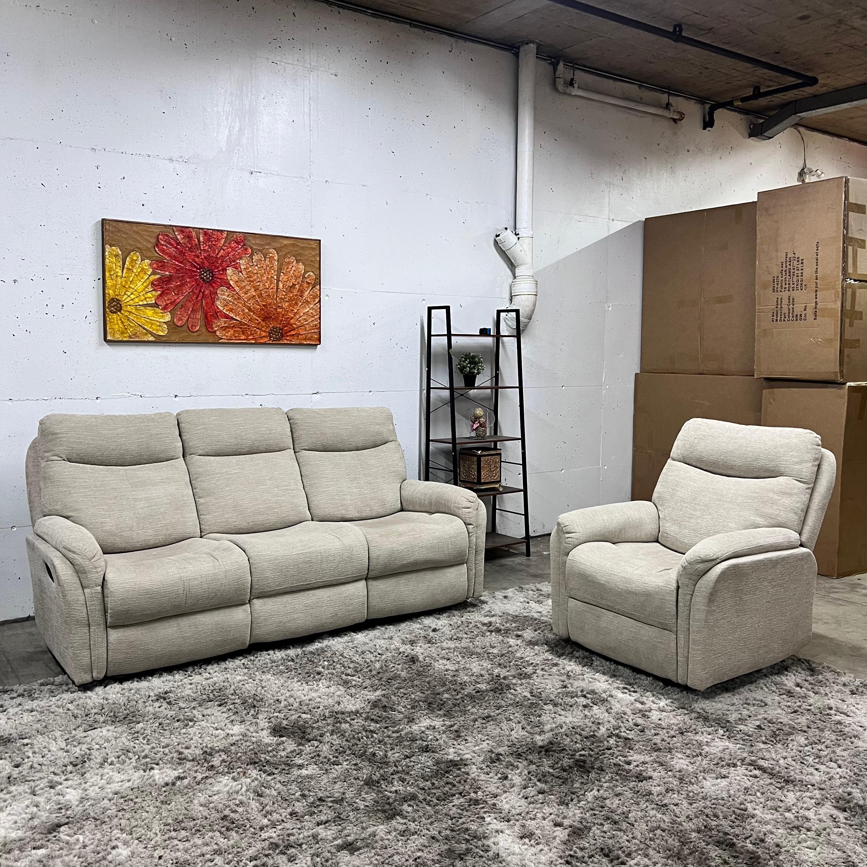 Manual recliner couch set from the brick. 3+1 sofa and armchair.