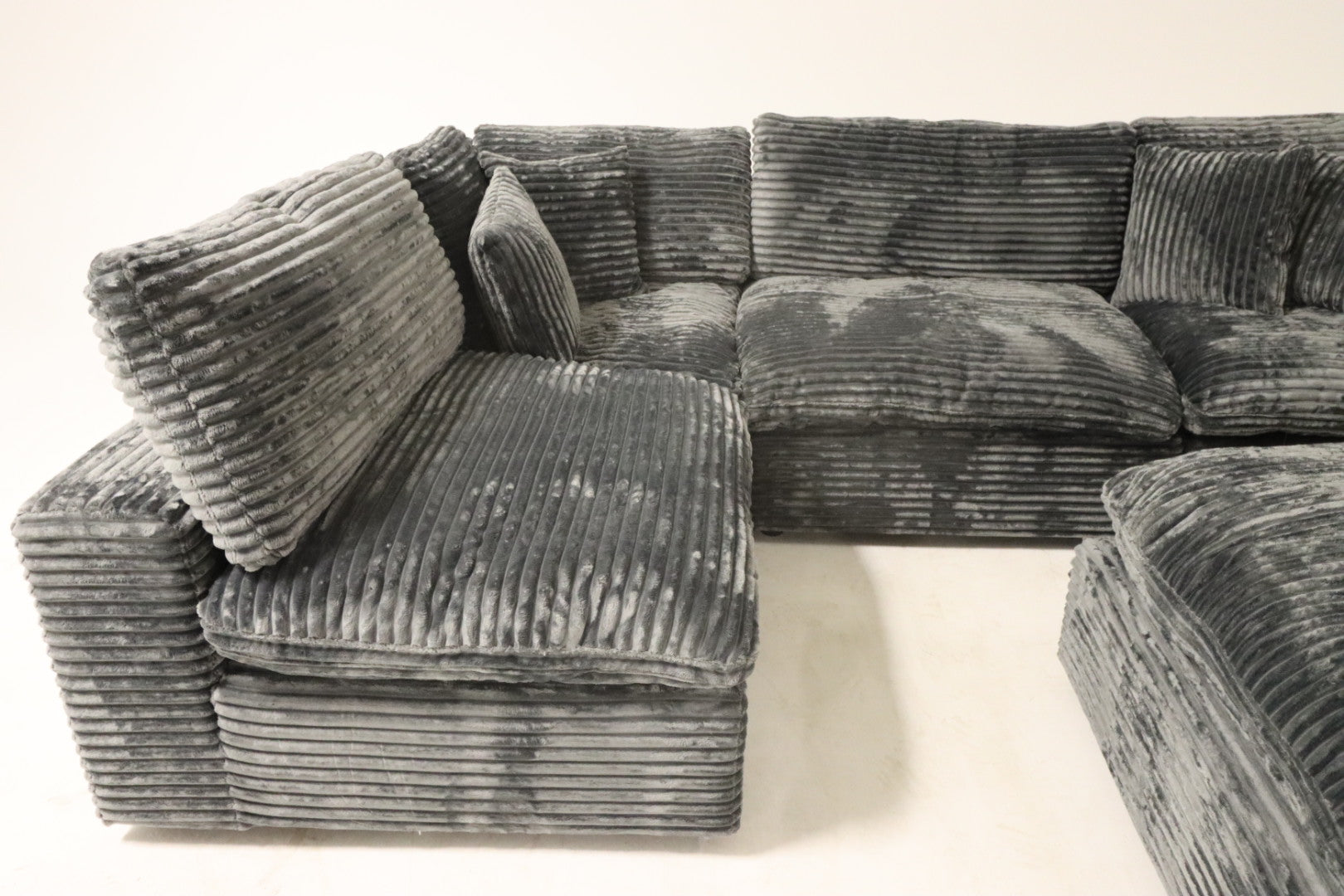 Cloud Modular Sectional – Dark Grey Striped Corduroy