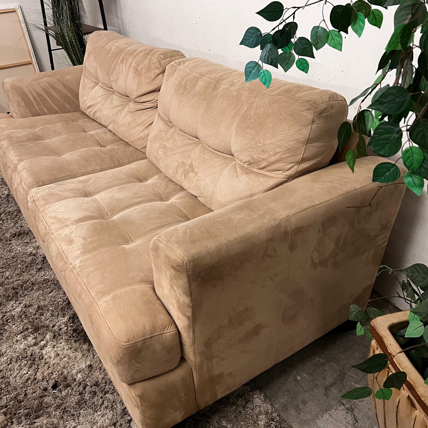 Suede sofa couch from the brick