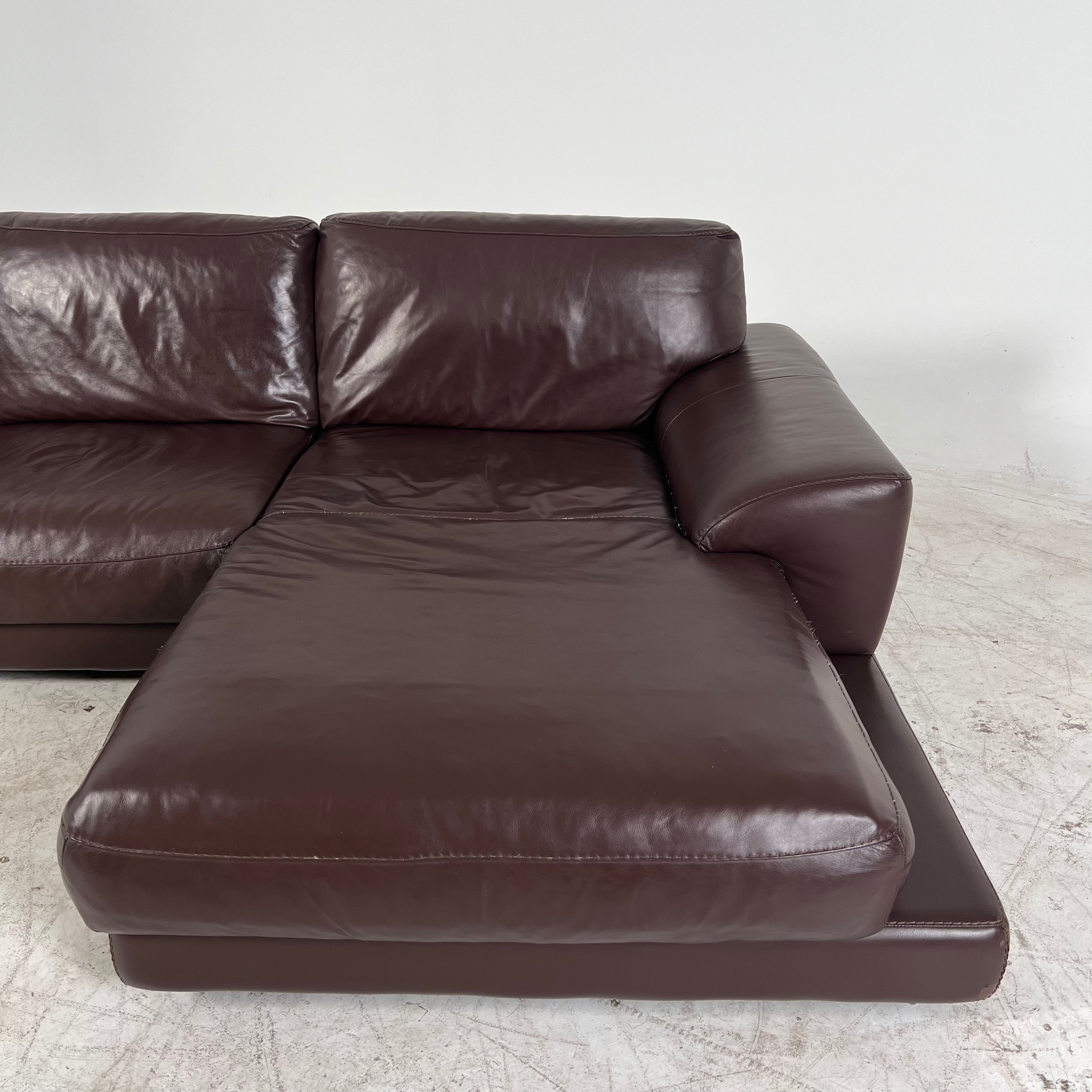 Genuine high end brown leather sectional. L Shaped sofa couch