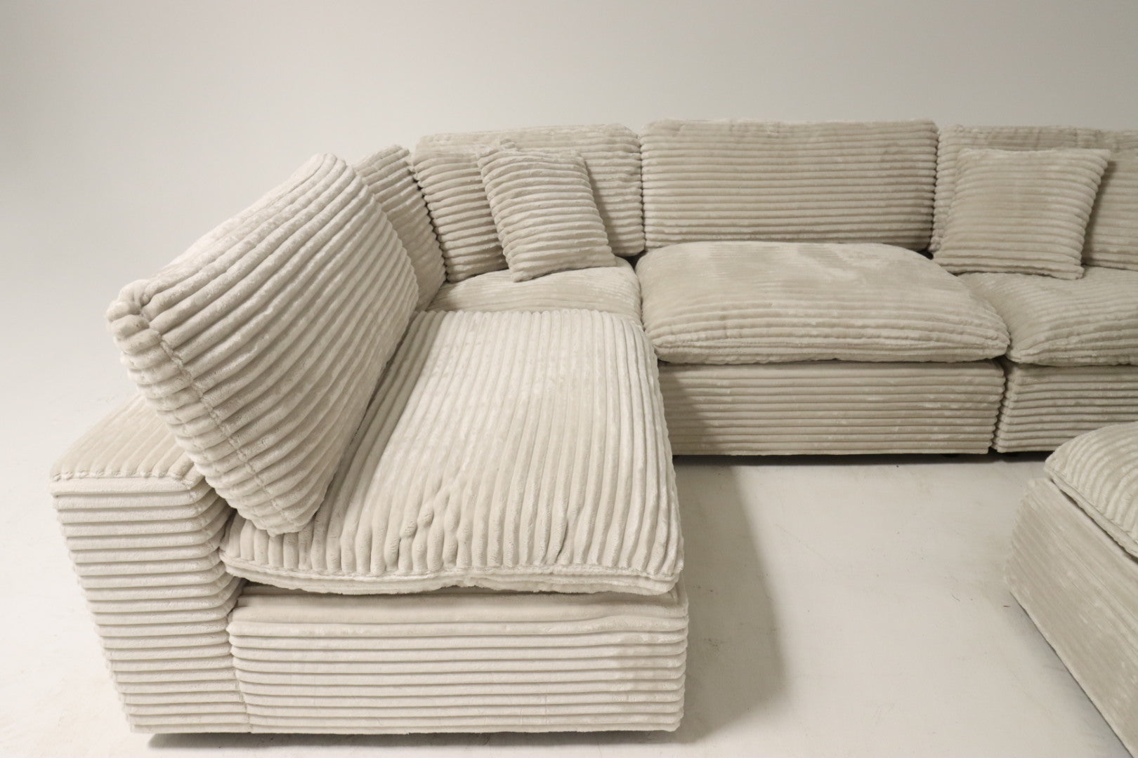 Cloud Modular Sectional – Beige Striped Corduroy