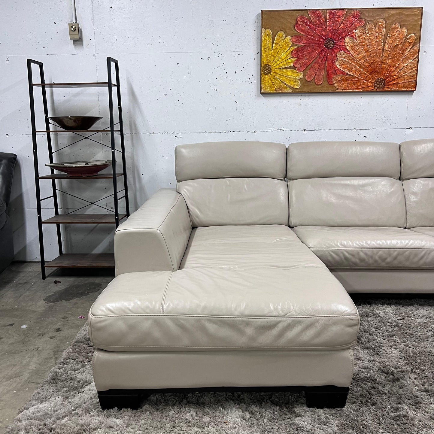 Italian leather sectional.