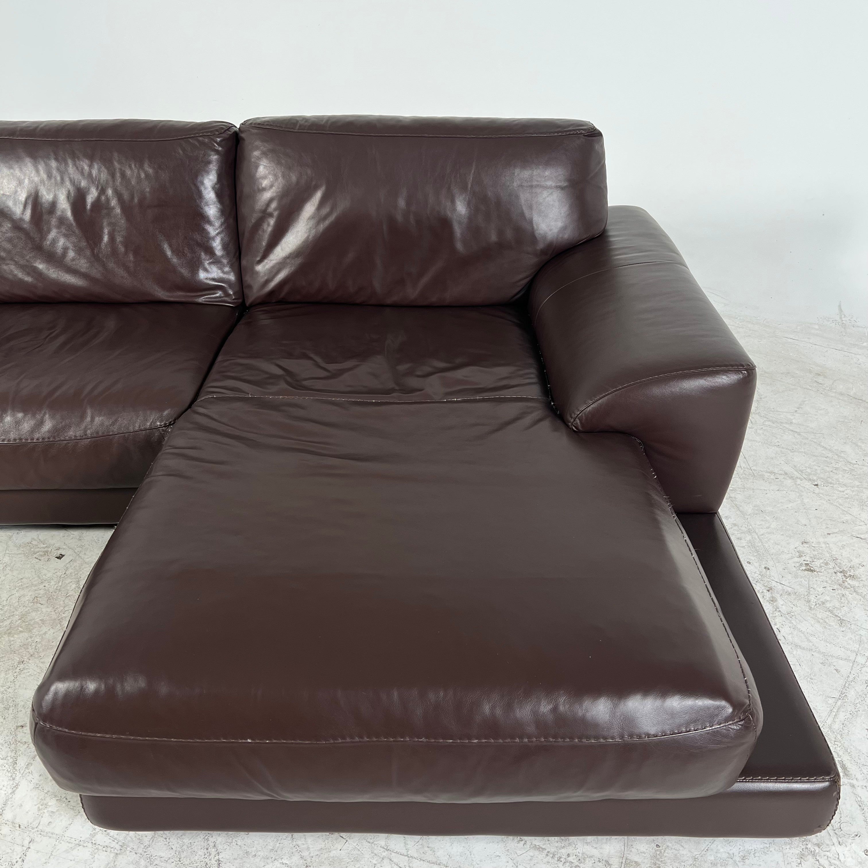 Genuine high end brown leather sectional. L Shaped sofa couch