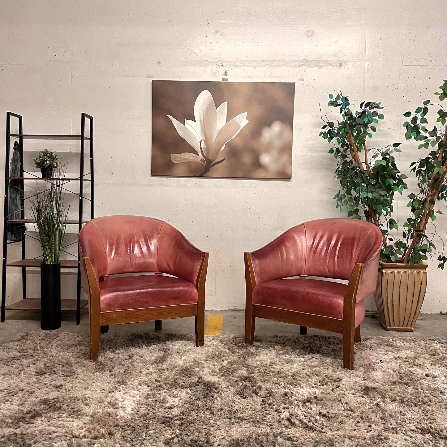 Mitchell Gold + Bob Williams full leather armchairs. Vintage accent Chairs.