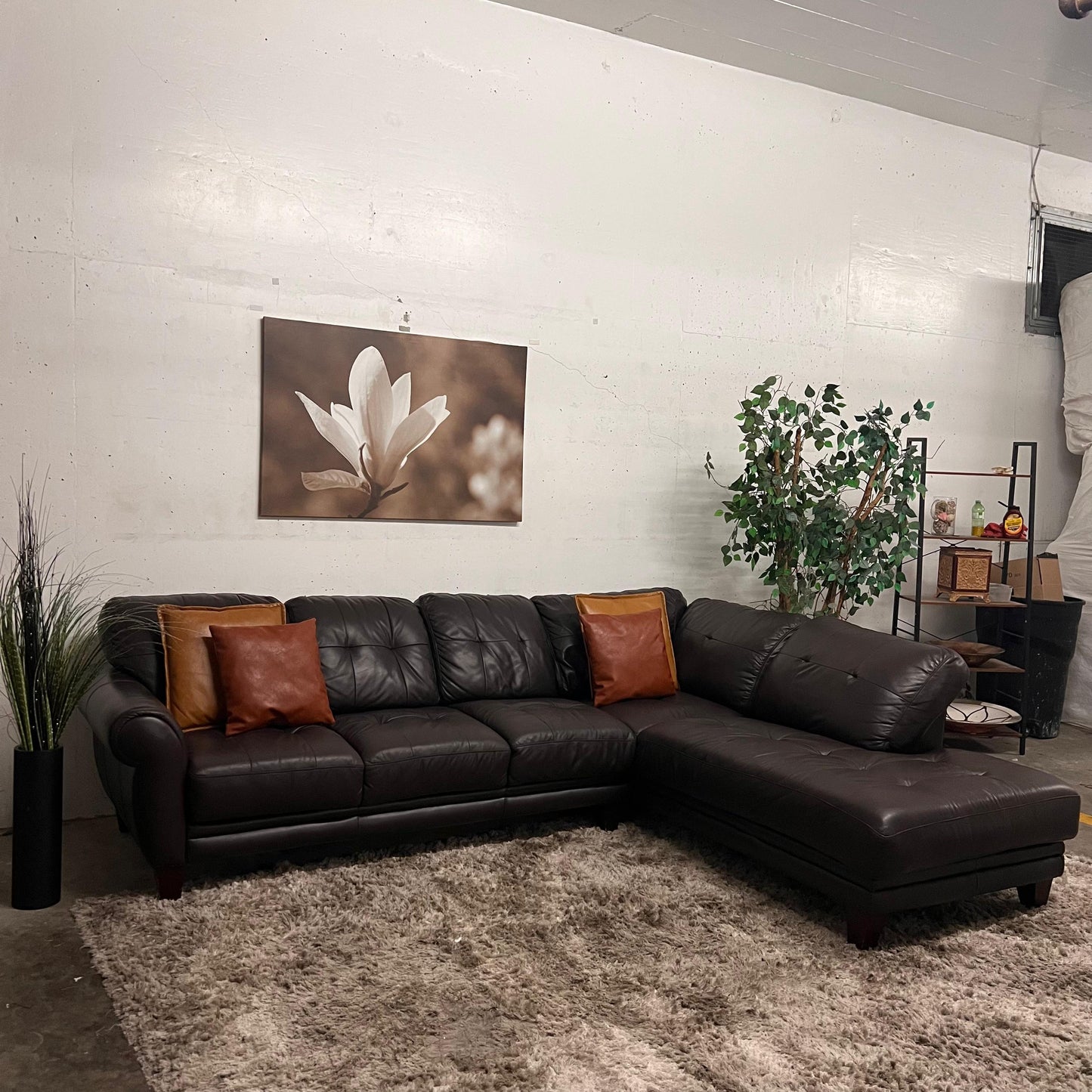 La z boy Brown leather sectional