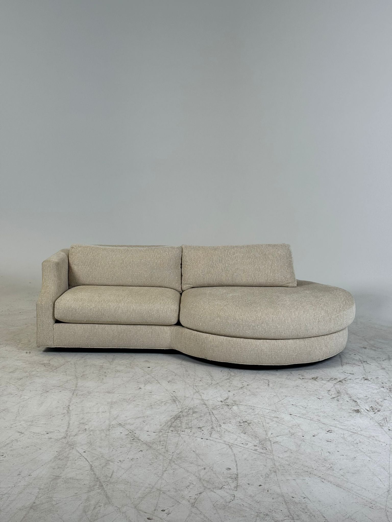 Thayer Coggin Inc. Custom made sectional. Bouclè sofa couch.