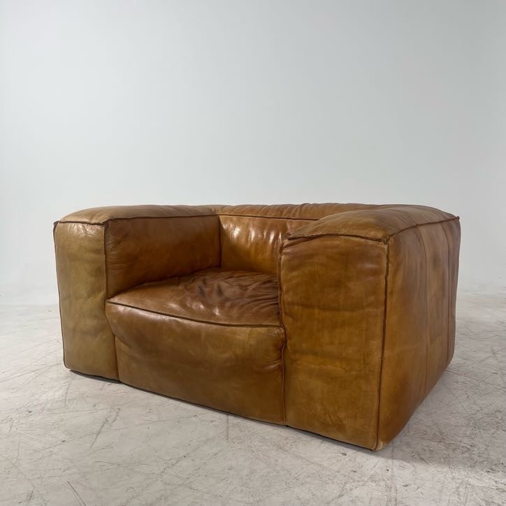 Restoration Hardware fulham aniline leather chair. Giant single seater sofa couch.