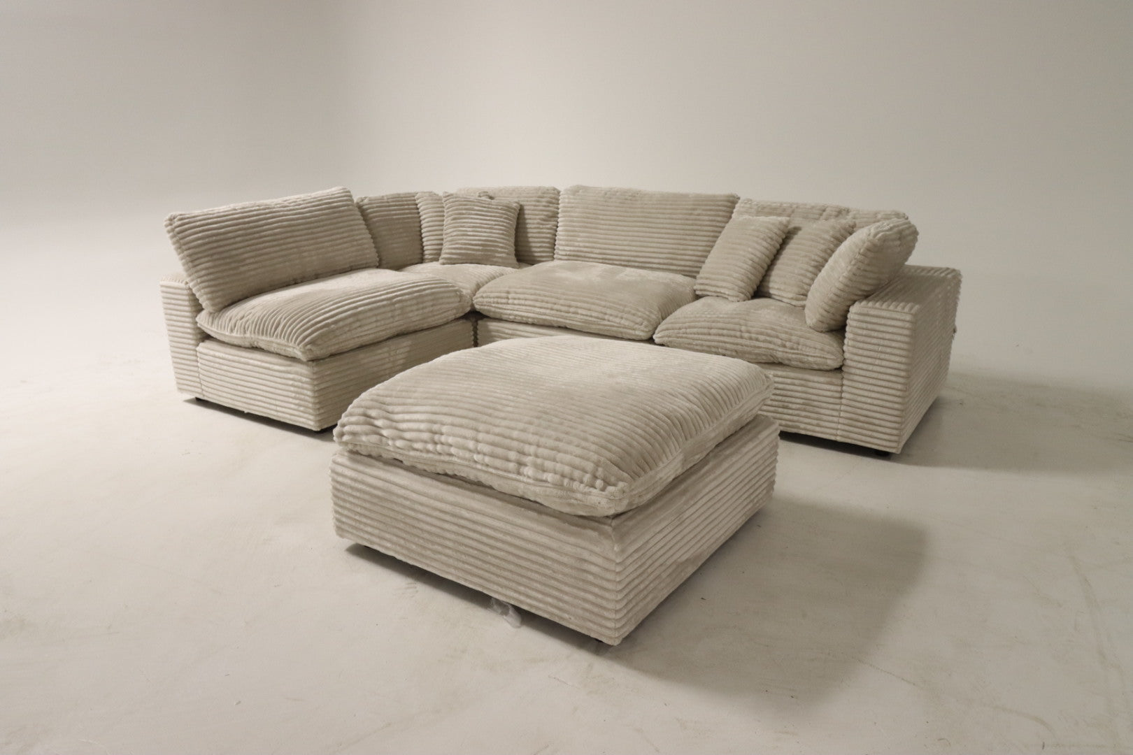 Cloud Modular Sectional – Beige Striped Corduroy