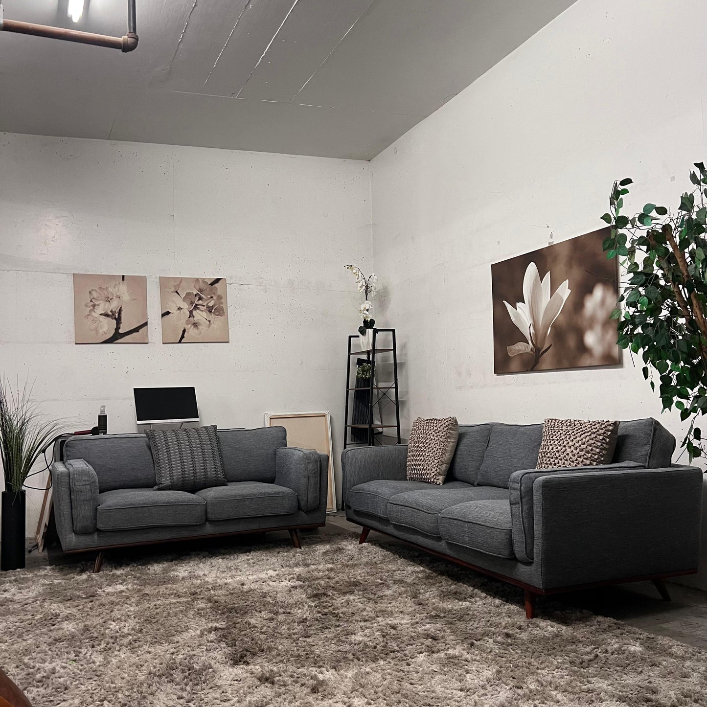 Article timber style sofa and loveseat