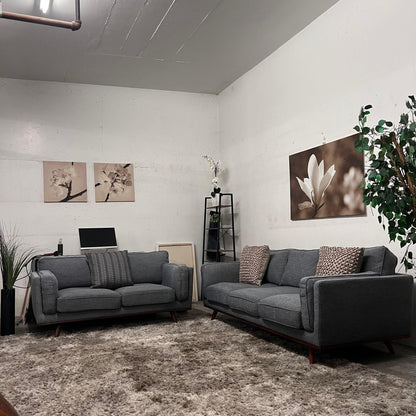 Article timber style sofa and loveseat