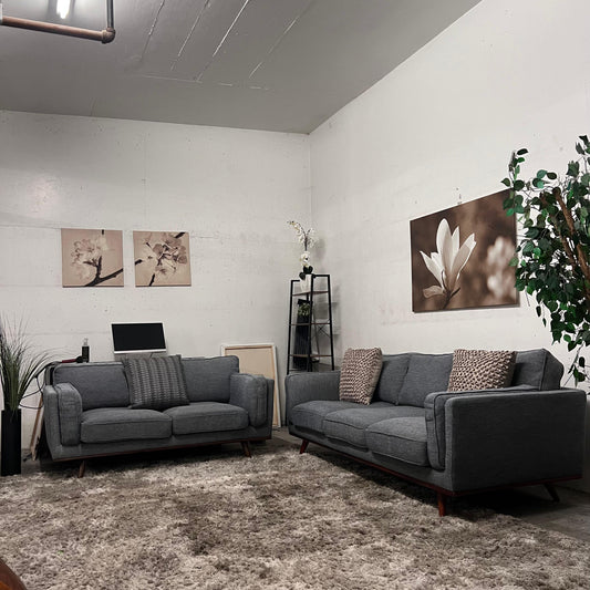 Article timber style sofa and loveseat