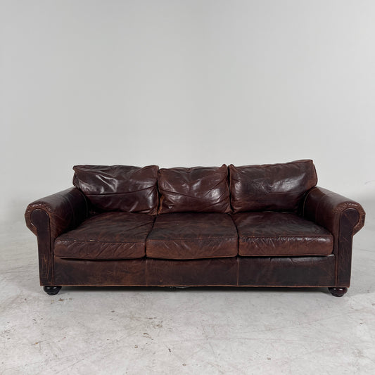 Restoration Hardware Lancaster Leather Sofa. RH leather couch