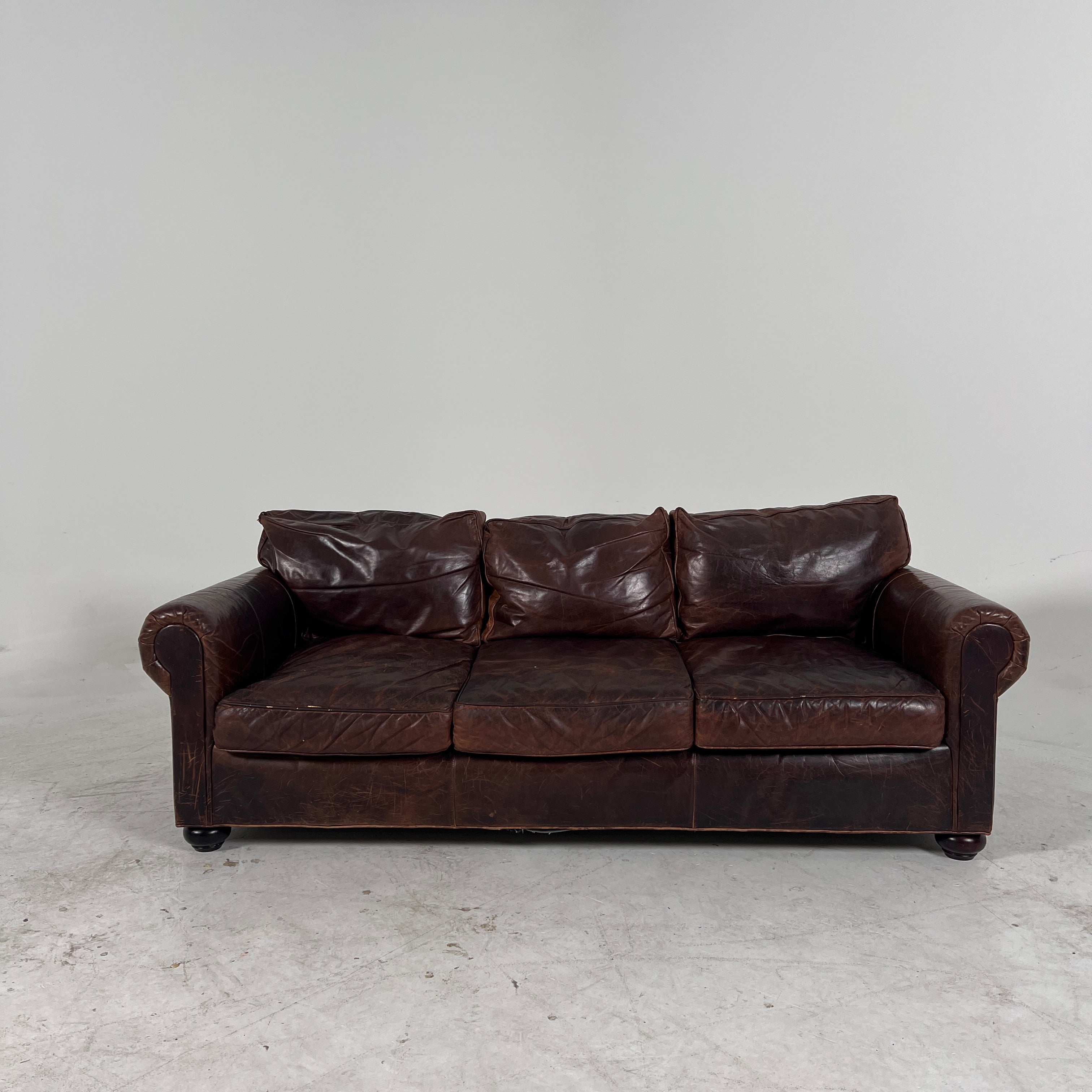 Restoration Hardware Lancaster Leather Sofa. RH leather couch