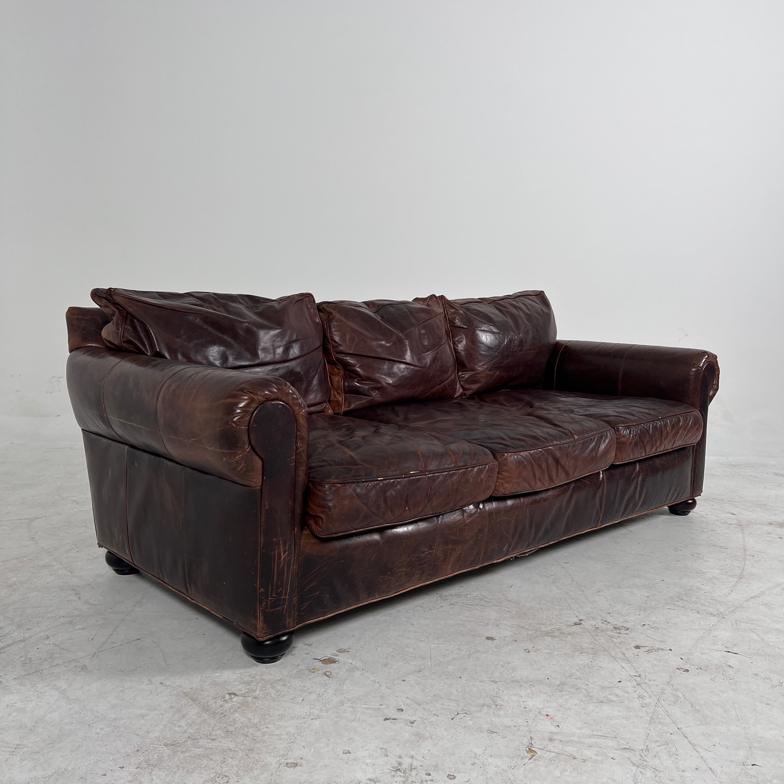Restoration Hardware Lancaster Leather Sofa. RH leather couch