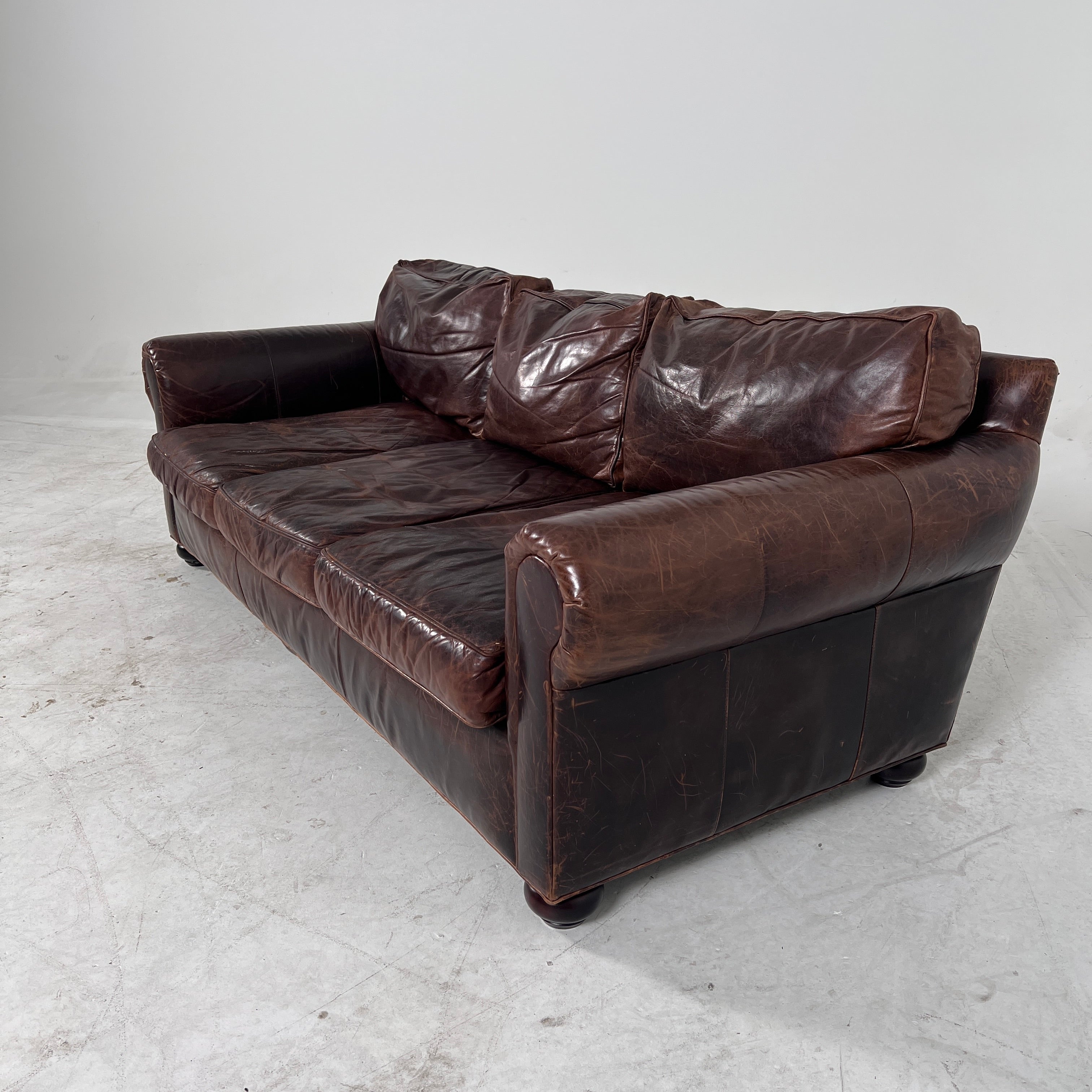 Restoration Hardware Lancaster Leather Sofa. RH leather couch