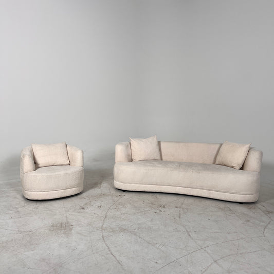 White Boucle Sofa set. 3+1 sofa and chair. delivery available
