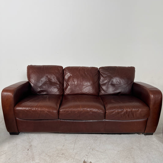 Natuzzi Editions Brown leather sofa set. 3+2+1 couch set.