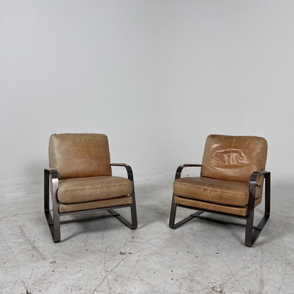 Pair or leather Chairs. Mid century modern armchairs. delivery available
