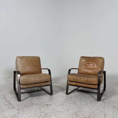 Pair or leather Chairs. Mid century modern armchairs. delivery available
