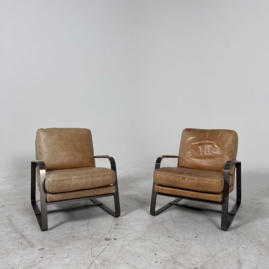 Pair or leather Chairs. Mid century modern armchairs. delivery available