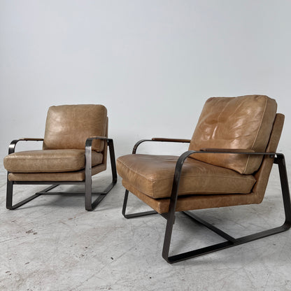 Pair or leather Chairs. Mid century modern armchairs. delivery available