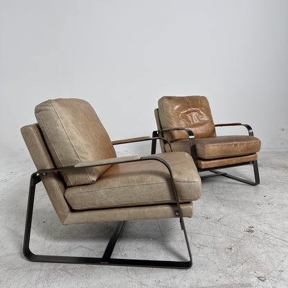 Pair or leather Chairs. Mid century modern armchairs. delivery available