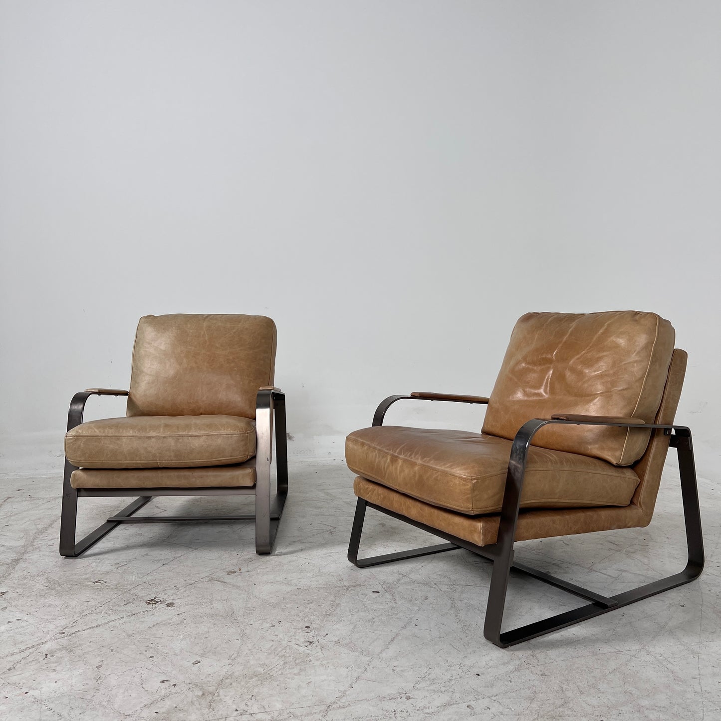 Pair or leather Chairs. Mid century modern armchairs. delivery available