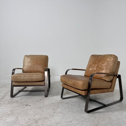 Pair or leather Chairs. Mid century modern armchairs. delivery available
