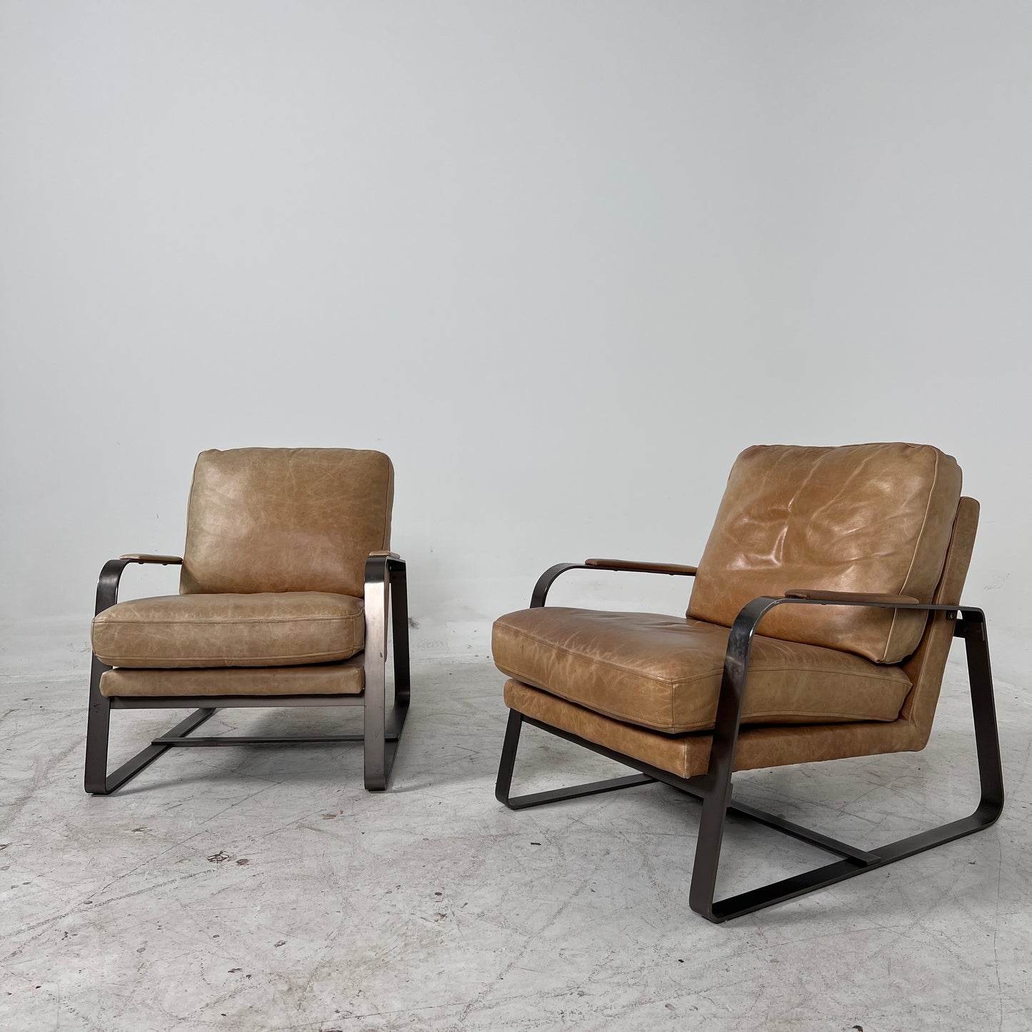 Pair or leather Chairs. Mid century modern armchairs. delivery available