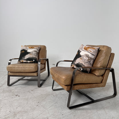 Pair or leather Chairs. Mid century modern armchairs. delivery available