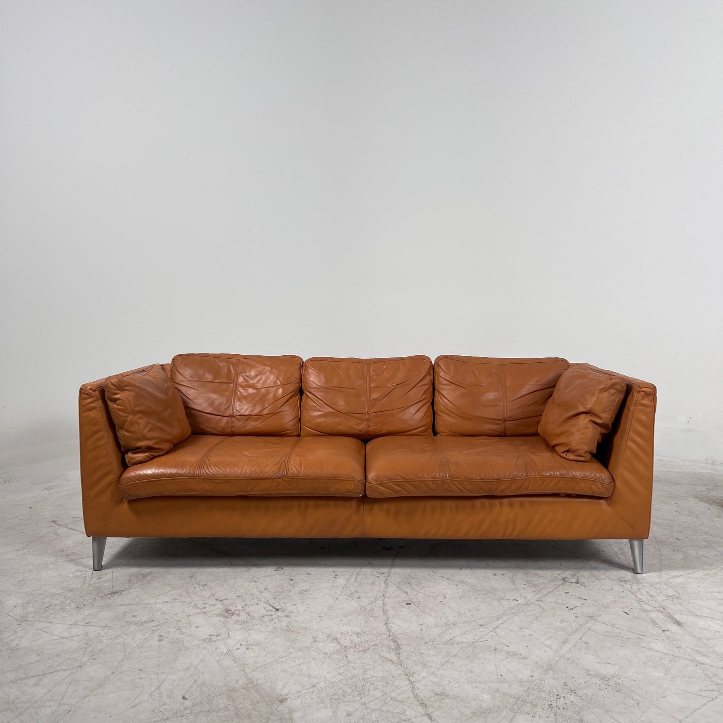 Ikea Stockholm Leather 3 seater sofa. Cognac loveseat couch. delivery available