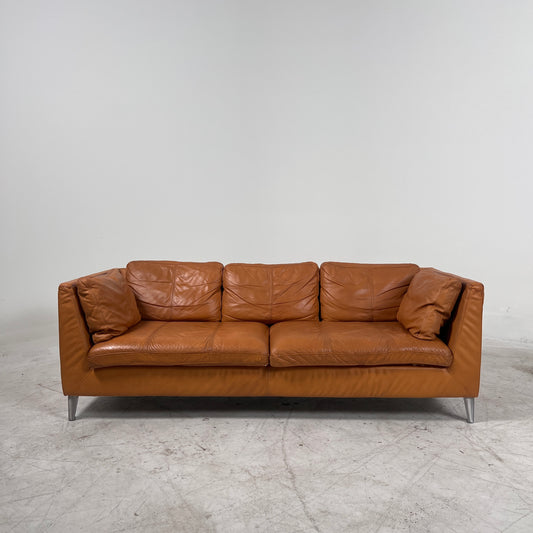 Ikea Stockholm Leather 3 seater sofa. Cognac loveseat couch. delivery available