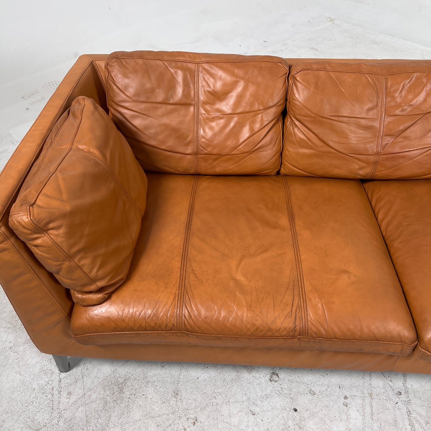 Ikea Stockholm Leather 3 seater sofa. Cognac loveseat couch. delivery available
