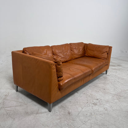 Ikea Stockholm Leather 3 seater sofa. Cognac loveseat couch. delivery available