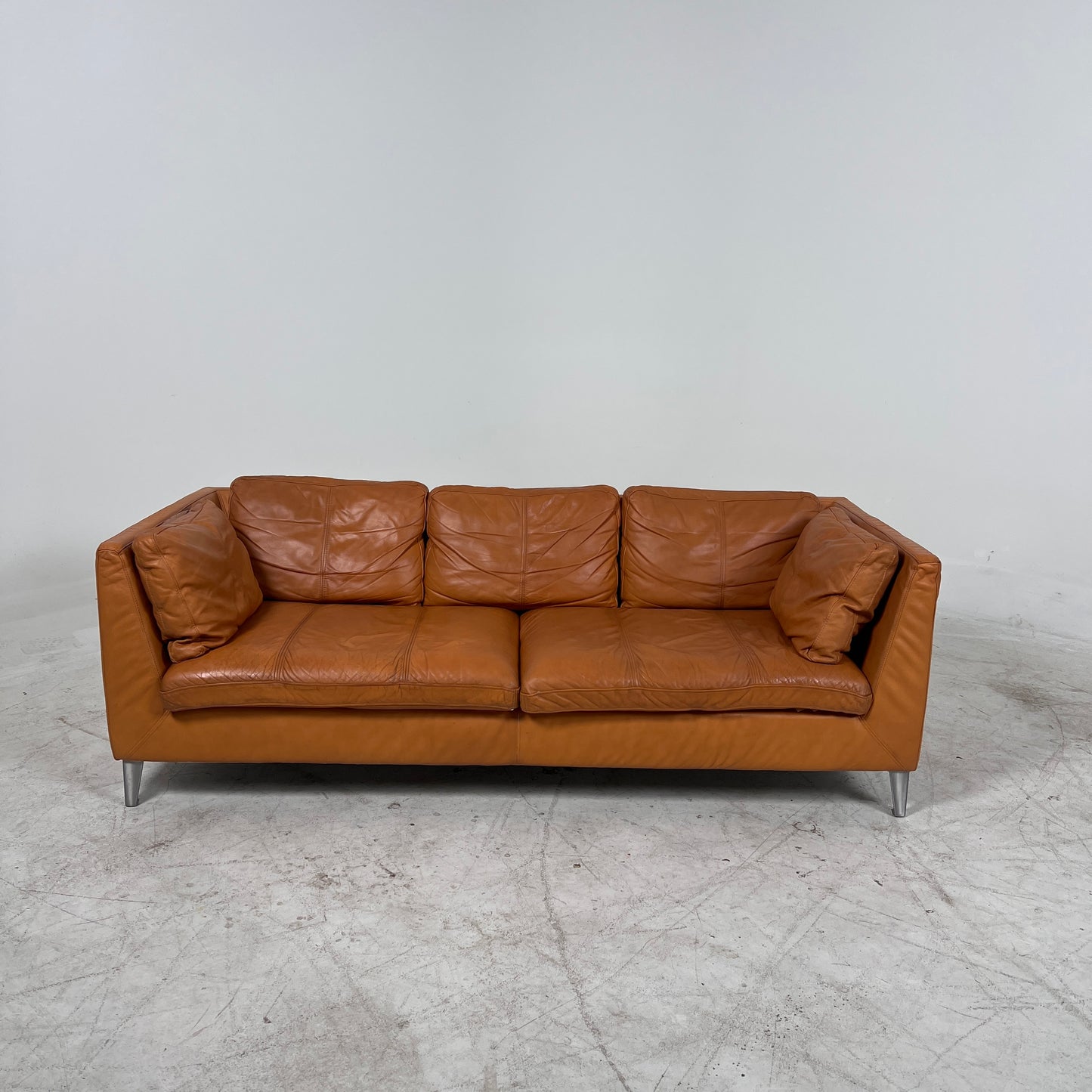 Ikea Stockholm Leather 3 seater sofa. Cognac loveseat couch. delivery available