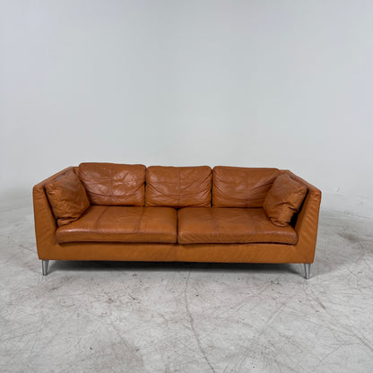 Ikea Stockholm Leather 3 seater sofa. Cognac loveseat couch. delivery available