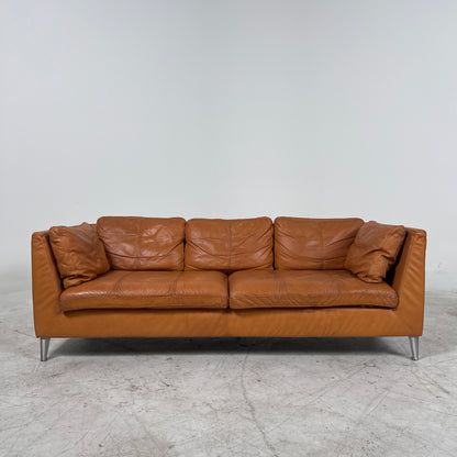 Ikea Stockholm Leather 3 seater sofa. Cognac loveseat couch. delivery available