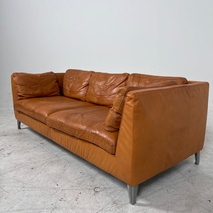 Ikea Stockholm Leather 3 seater sofa. Cognac loveseat couch. delivery available