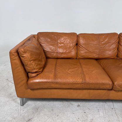 Ikea Stockholm Leather 3 seater sofa. Cognac loveseat couch. delivery available