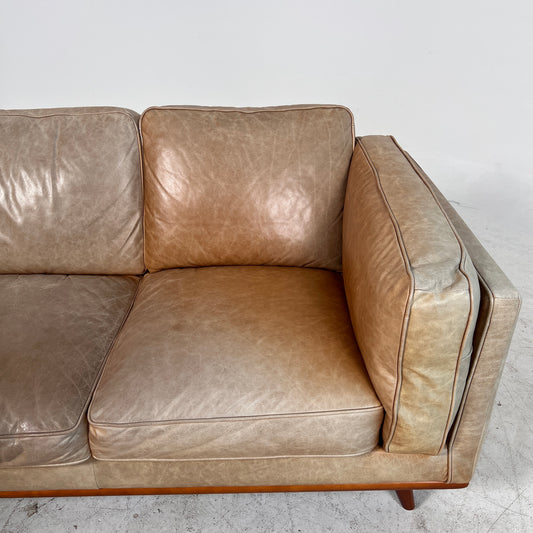 Structube Rowan leather Sofa. Mid century modern couch. delivery available