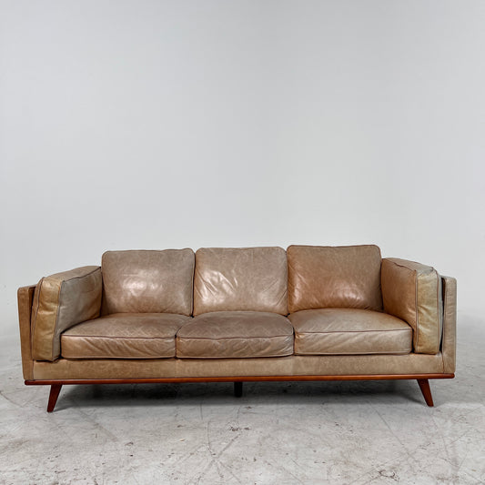 Structube Rowan leather Sofa. Mid century modern couch. delivery available