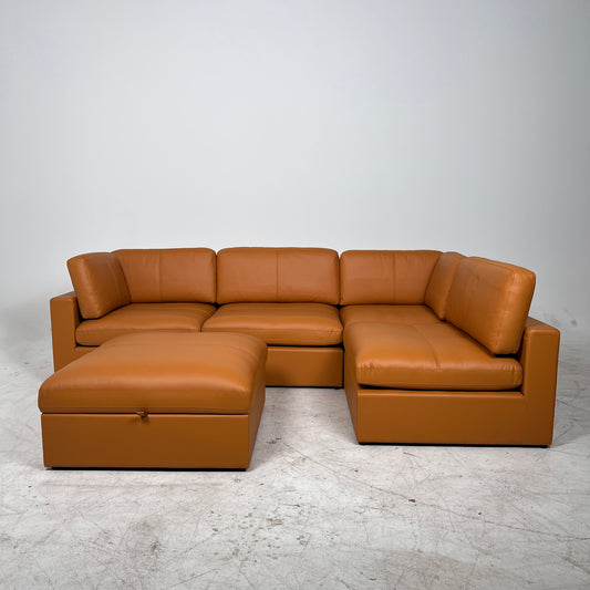 Brand New Cognac leather sectional. 5 piece modular sofa couch. delivery available
