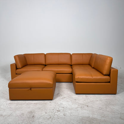 Brand New Cognac leather sectional. 5 piece modular sofa couch. delivery available