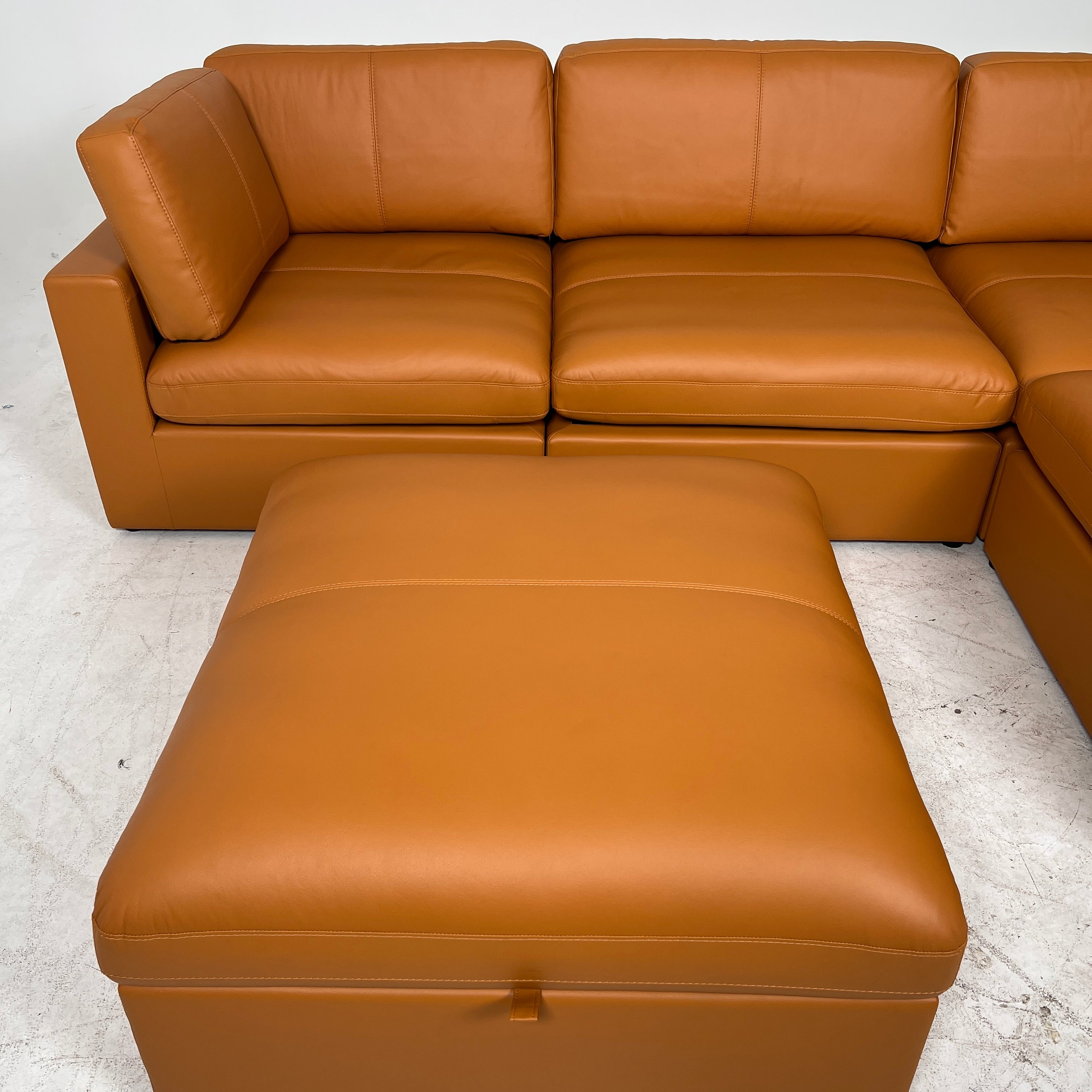 Brand New Cognac leather sectional. 5 piece modular sofa couch. delivery available