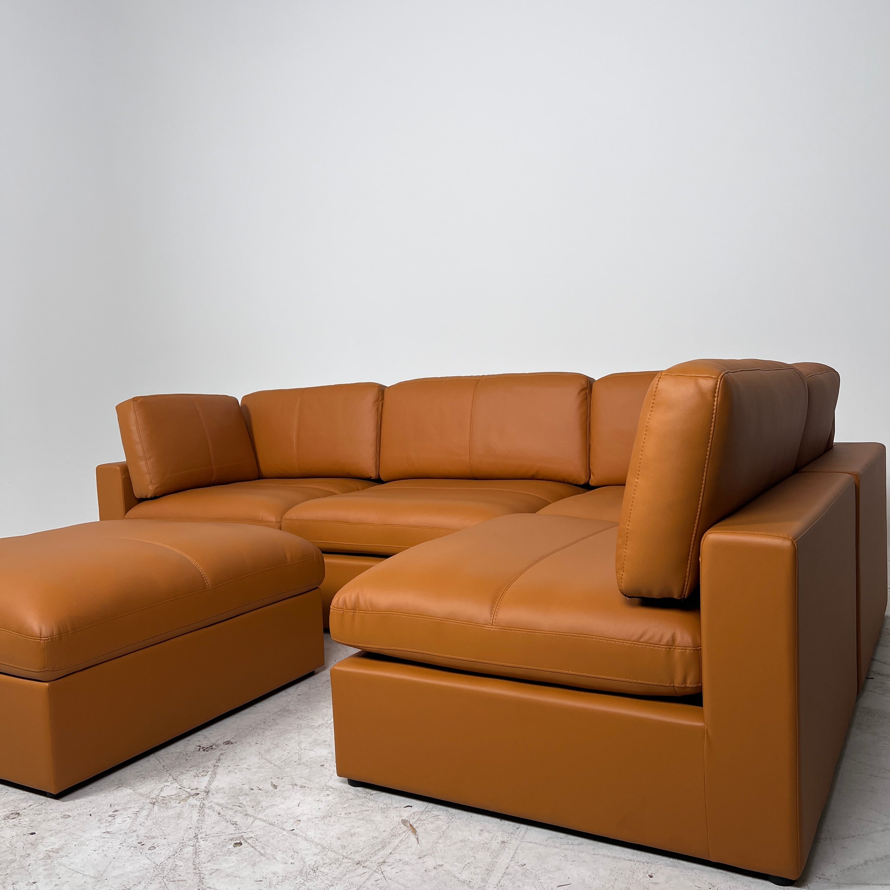 Brand New Cognac leather sectional. 5 piece modular sofa couch. delivery available