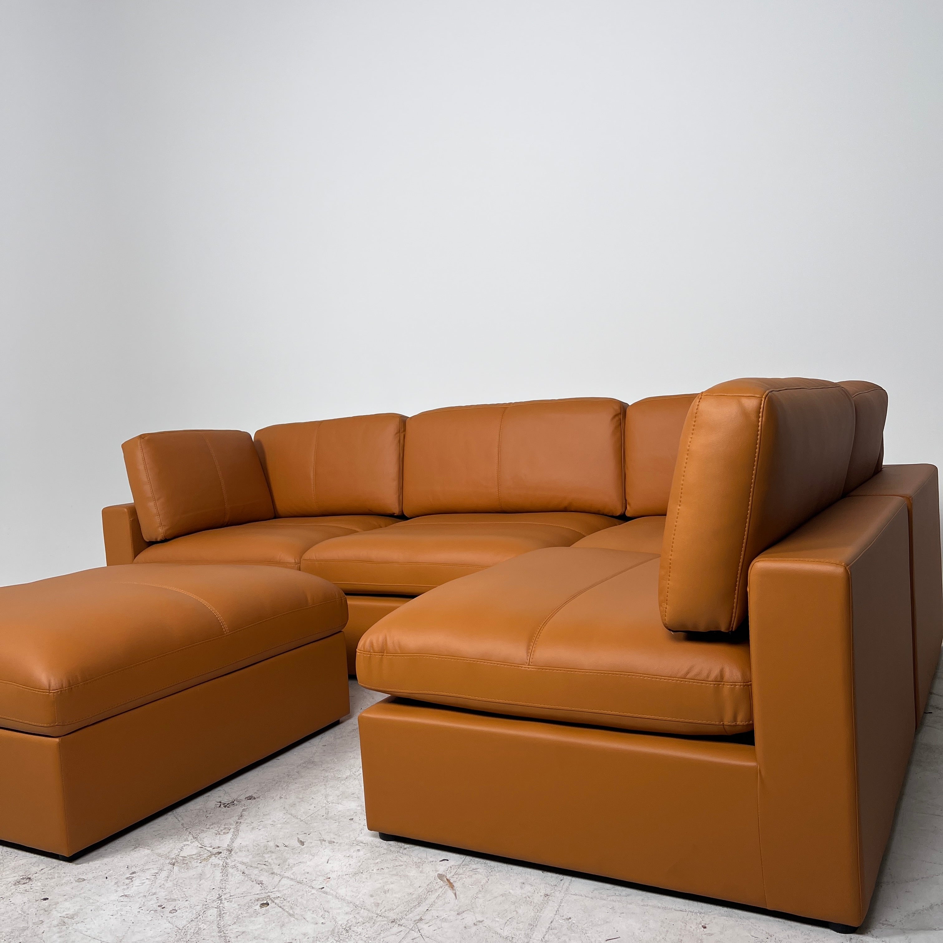 Brand New Cognac leather sectional. 5 piece modular sofa couch. delivery available