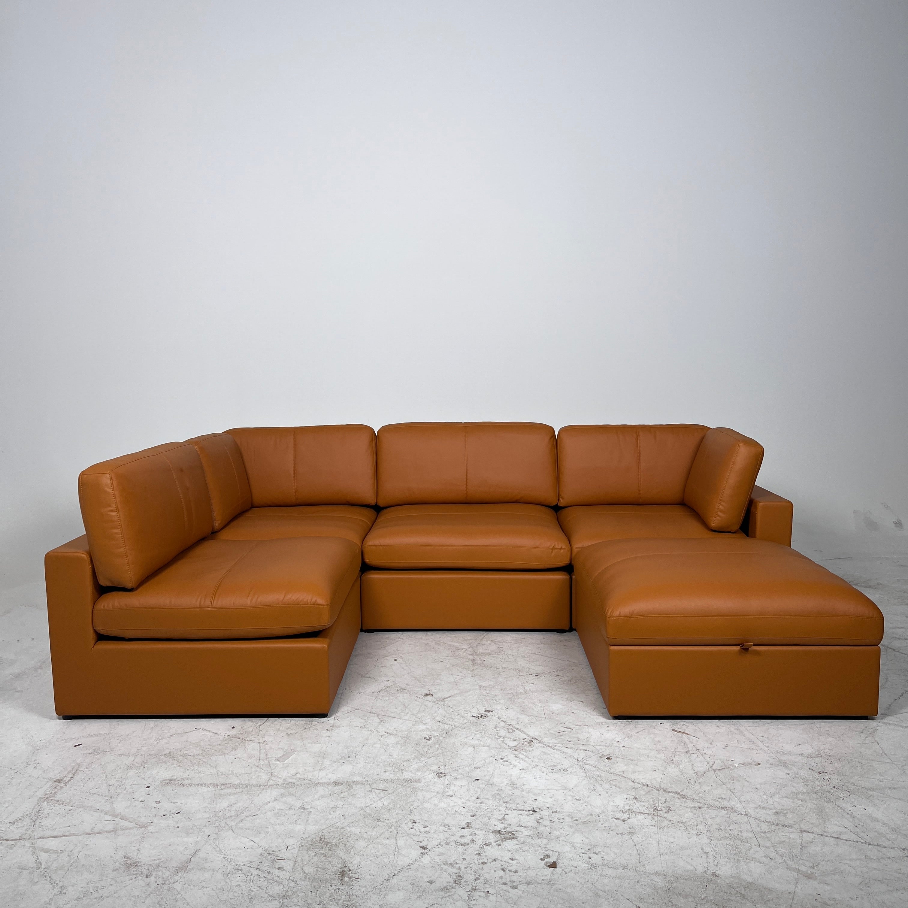 Brand New Cognac leather sectional. 5 piece modular sofa couch. delivery available