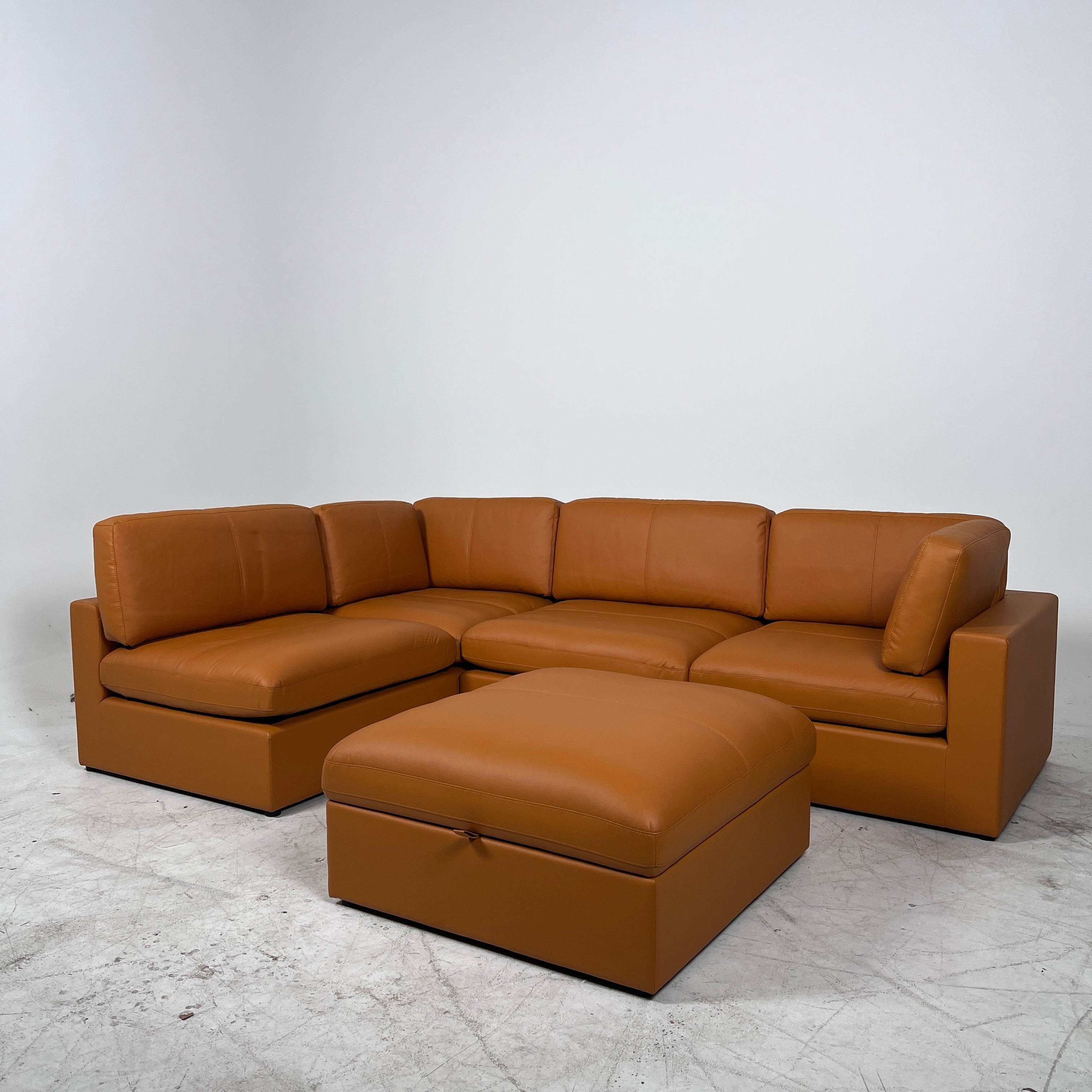 Brand New Cognac leather sectional. 5 piece modular sofa couch. delivery available