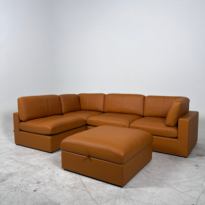 Brand New Cognac leather sectional. 5 piece modular sofa couch. delivery available